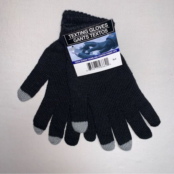 NWT Black Texting Gloves Unisex One Size Warm Winter Lightweight Snow Ski Fall - Picture 2 of 5